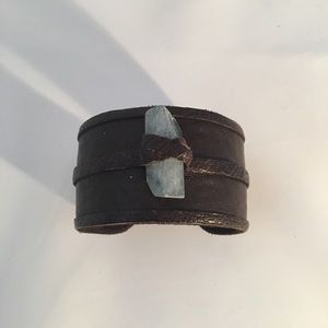 Leather Cuff with Kyanite Gem Stone